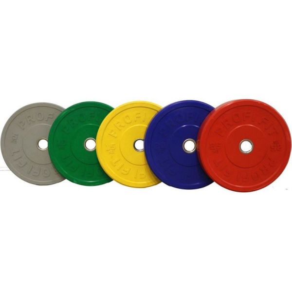 Диск для штанги каучуковый, 20 кг / диаметр 51 мм, цветной – фото