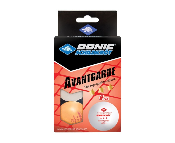 Мячики для настольного тенниса DONIC AVANTGARDE 3* 40+, 6 шт, белый + оранжевый – фото