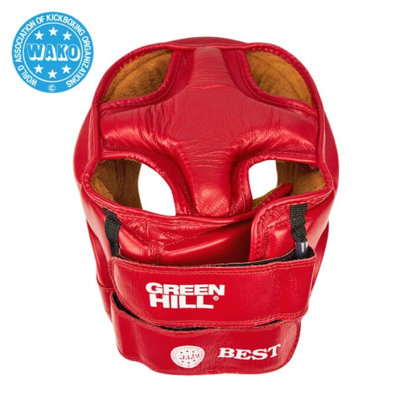 Шлем кикбоксерский Green Hill BEST HGB-4016w WAKO Approved, для соревнований, красный – фото