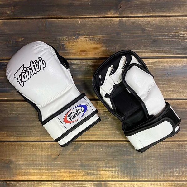 Перчатки для ММА Fairtex FGV15, для соревнований и тренировок, белый – фото