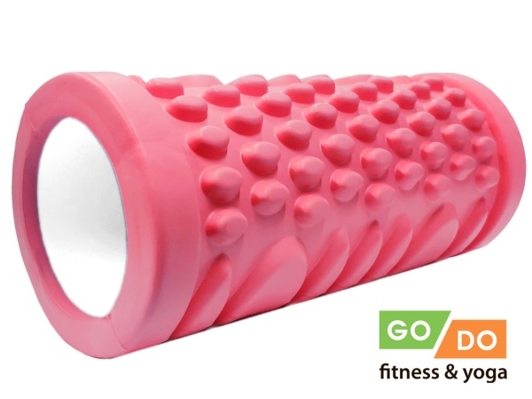Валик-ролл для йоги и фитнеса GO DO НВ9-33, массажный, розовый – фото
