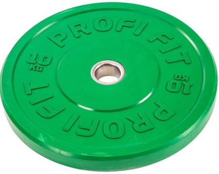 Диск для штанги каучуковый, 10 кг / диаметр 51 мм, цветной – фото