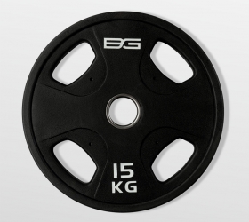 Диск олимпийский BRONZE GYM BG-PA-PL-P150, 15 кг, с хватом, обрезиненный, чёрный – фото