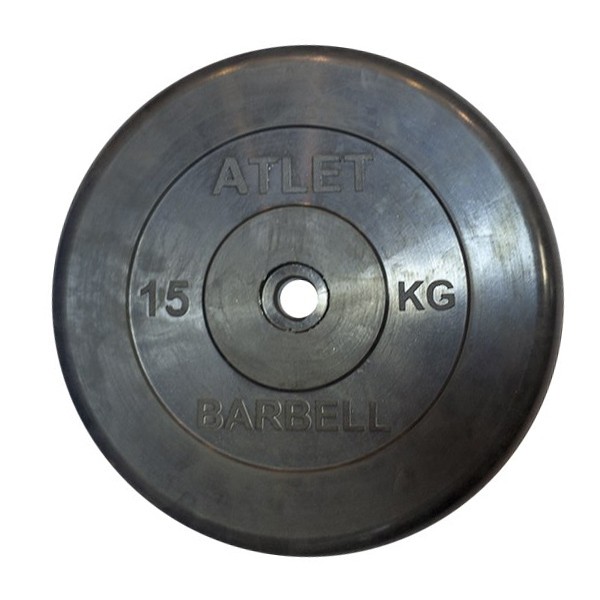 Диск обрезиненный BARBELL ATLET 15 кг / диаметр 26 мм – фото