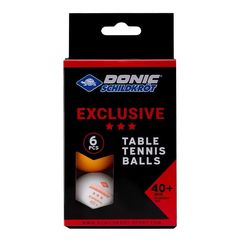 Мячики для н/тенниса DONIC EXCLUSIVE 3* 40+, 6 штук, белый + оранжевый – фото