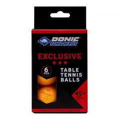Мячики для н/тенниса DONIC EXCLUSIVE 3* 40+, 6 штук, оранжевый – фото