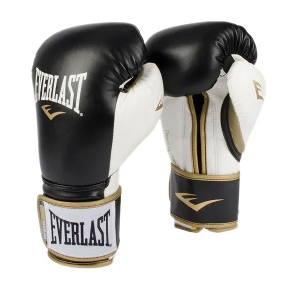 Боксерские перчатки Everlast Powerlock PU, тренировочные, чёрно-белый – фото