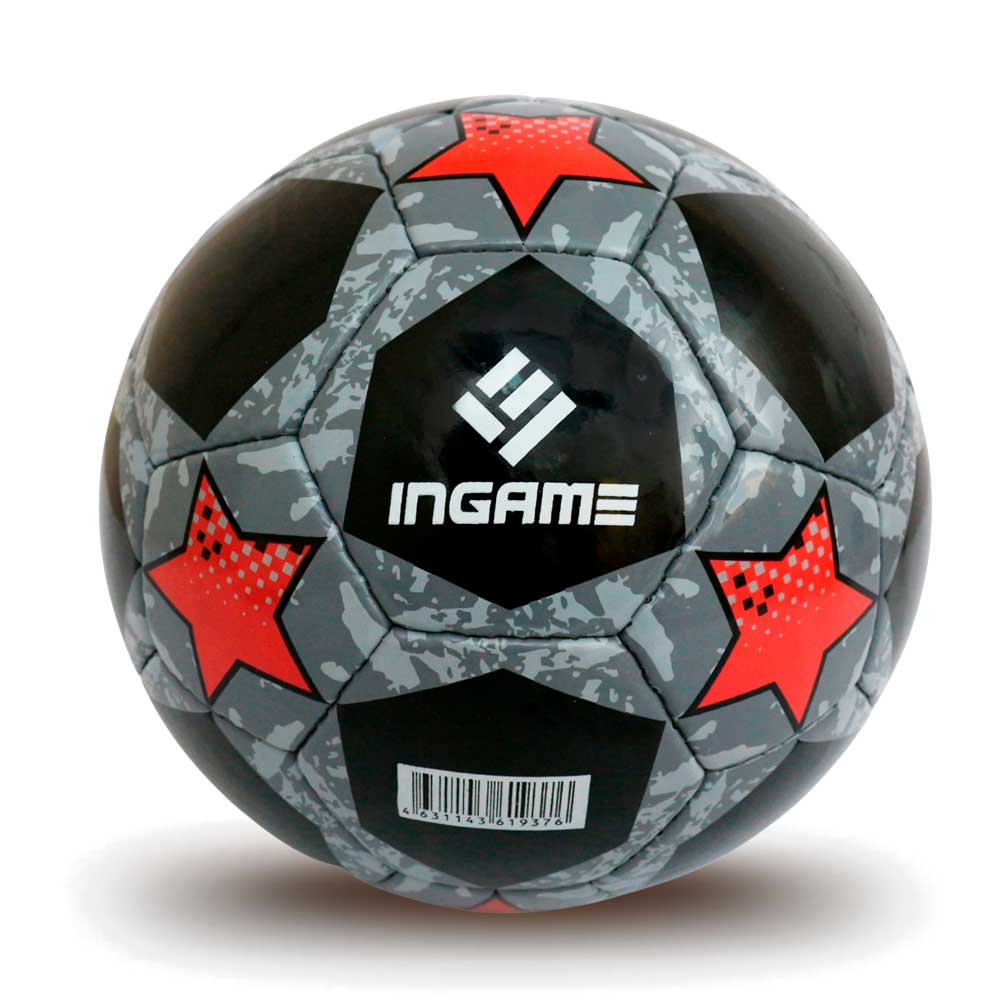 Мяч футбольный INGAME PRO BLACK IFB-117, №5, чёрно-красный – фото