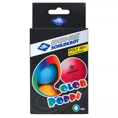 Мячики для н/тенниса DONIC COLOR POPPS 40+, 6 шт, (разноцветные) – фото