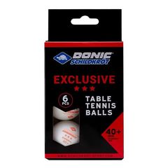 Мячики для н/тенниса DONIC EXCLUSIVE 3* 40+, 6 штук, белый – фото