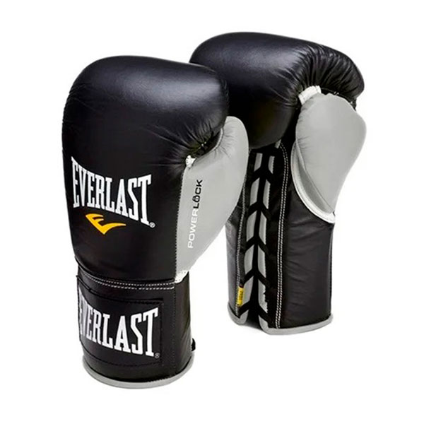 Боксерские перчатки Everlast Powerlock, боевые, чёрный – фото