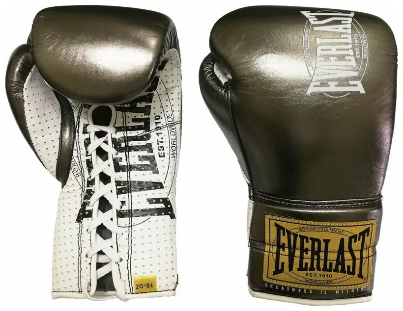 Боксерские перчатки Everlast 1910 Classic, для соревнований, серый – фото