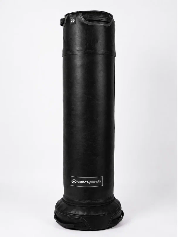 Напольный боксерский мешок BLACK, натуральная кожа, 200 см, D-45 см, 81 кг – фото