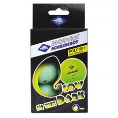 Мячики для н/тенниса DONIC GLOW IN THE DARK 40+, 6 шт, (зеленые) – фото