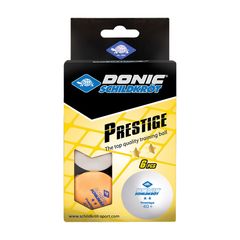 Мячики для н/тенниса DONIC PRESTIGE 2* 40+ 6 штук, белый + оранжевый – фото