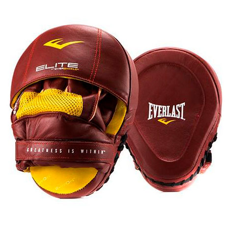  Лапы боксерские Everlast Pro Elite Leather Mantis, для профессионалов, красный