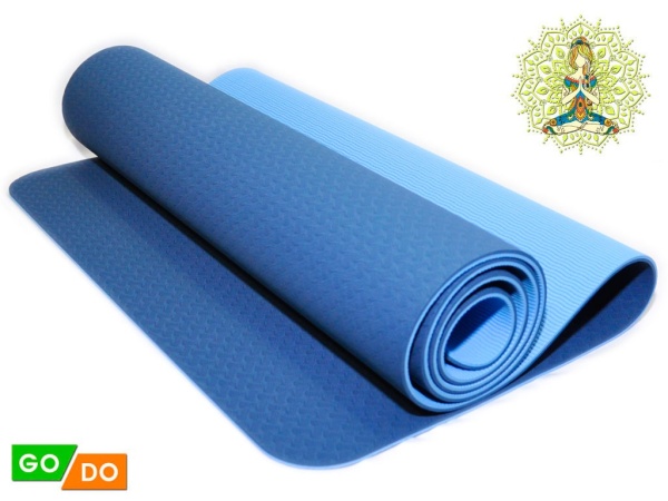 Коврик для фитнеса и йоги GO DO, 6 мм, TPE, синий – фото