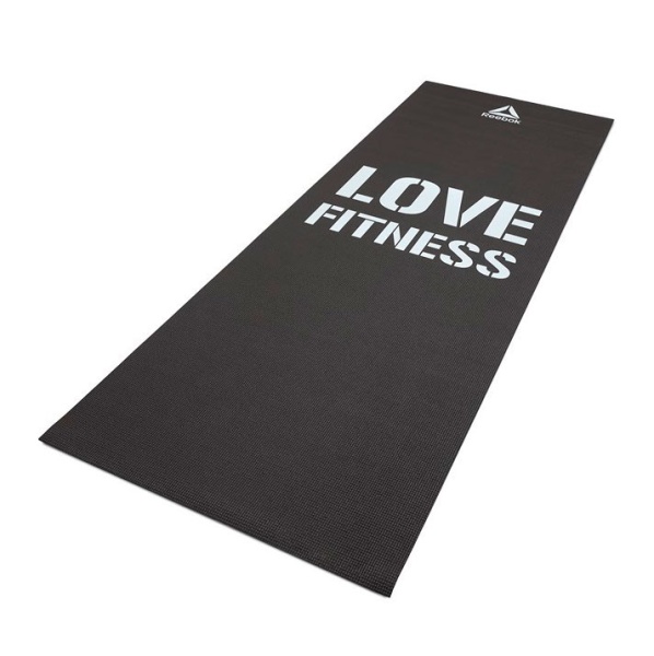 Коврик для йоги и фитнеса Reebok Love, 4 мм, чёрный – фото