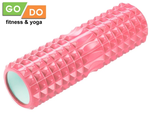 Валик для йоги и фитнеса GO DO YY4-45, 45 x 12 см, массажный, розовый – фото