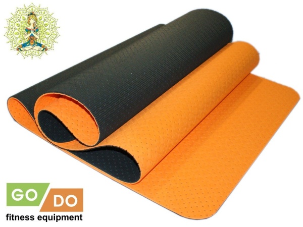 Коврик для йоги и фитнеса GO DO, перфорированный, 5 мм, ПВХ, оранжевый – фото