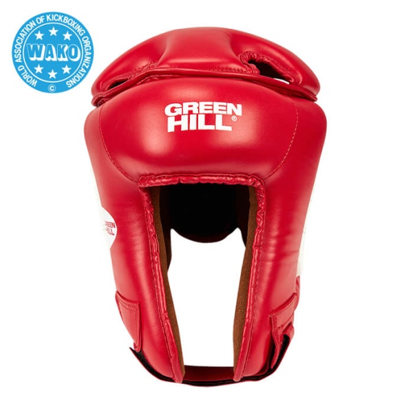 Шлем для кикбоксинга Green Hill WIN WAKO Approved, для соревнований, красный – фото