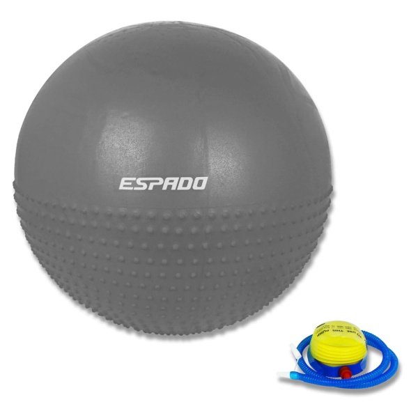 Мяч для фитнеса / фитбол ESPADO ES3224 1/10, 75 см, полумассажный, «антивзрыв», серый – фото