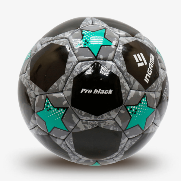 Мяч футбольный INGAME PRO BLACK IFB-117, №5, чёрно-синий – фото