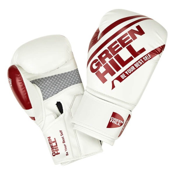 Боксерские перчатки Green Hill UNIQUE BGU-2308, тренировочные, бело-красный – фото