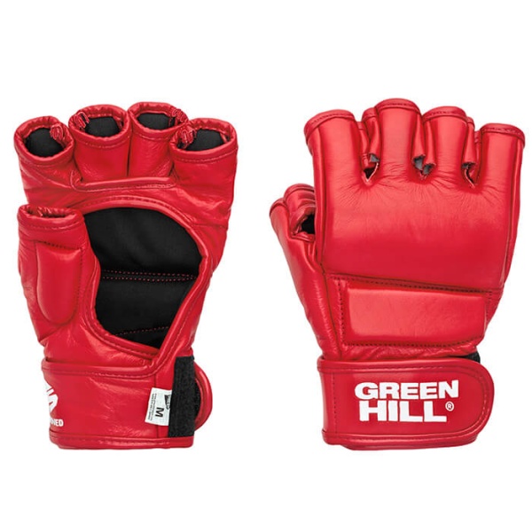 Перчатки для боевого самбо Green Hill Лицензия FIAS MMF-0026a, для соревнований, красный – фото
