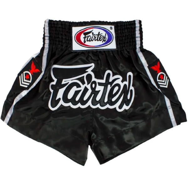 Шорты для тайского бокса Fairtex BS0621 Red Eagle Rank Shorts, чёрный – фото