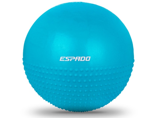 Мяч для фитнеса / фитбол ESPADO ES3224 1/10, 65 см, полумассажный, «антивзрыв», голубой – фото