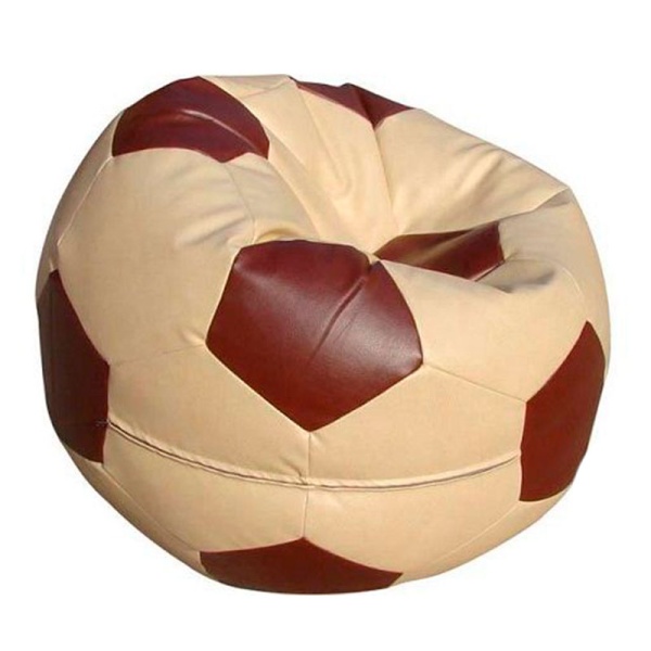 Кресло-мяч «Футбольный мяч», бежевый / коричневый – фото