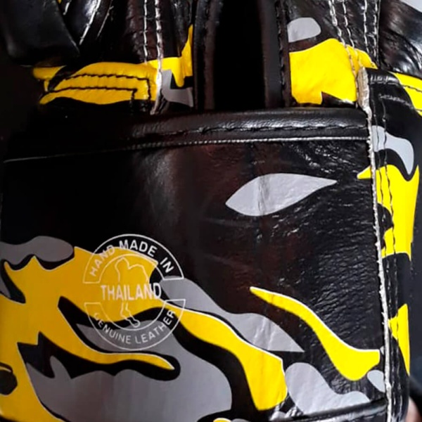 Боксерские перчатки Fairtex BGV ONE FC X Mr.Sabotage, для боев и тренировок, чёрно-жёлтый – фото