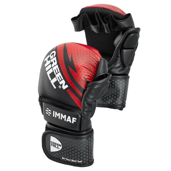 Перчатки для MMA Green Hill ММА IMMAF approved MMI-602, для соревнований, чёрно-красный – фото