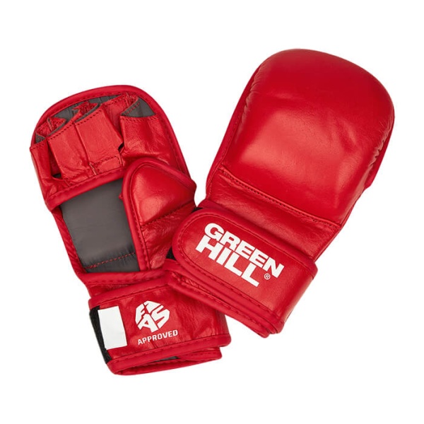 Перчатки для боевого самбо Green Hill MMA-0117u, одобрены FIAS, для соревнований, красный – фото