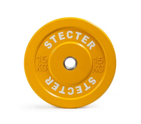 Диск тренировочный STECTER, 15 кг, жёлтый – фото