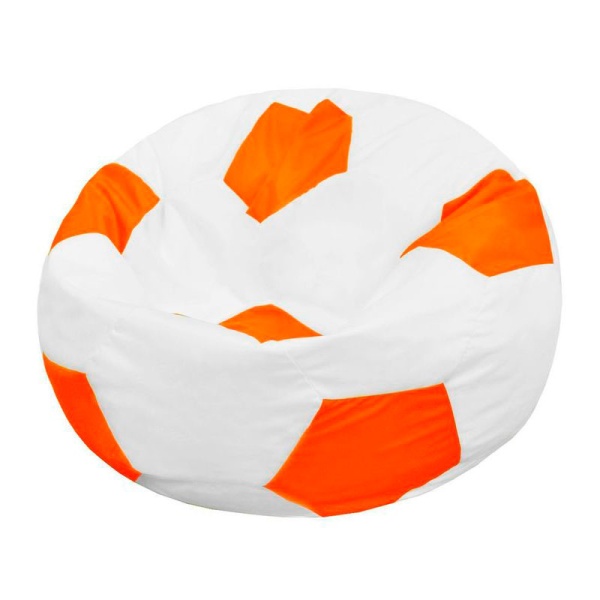Кресло-мяч «Футбольный мяч», белый / оранжевый – фото