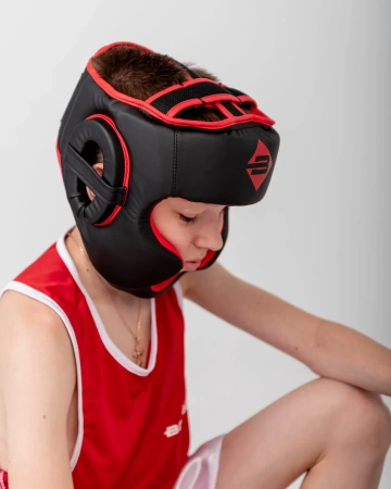 Шлем боксерский BoyBo Атака BH80, тренировочный, чёрно-красный – фото
