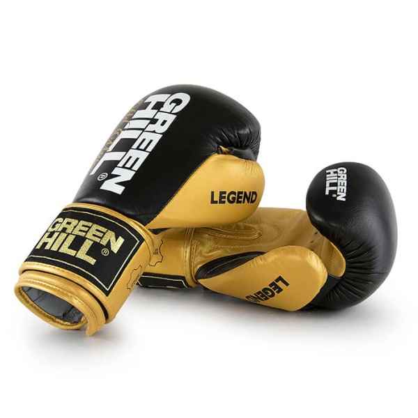 Боксерские перчатки Green Hill LEGEND BGL-2246, тренировочные, чёрно-золотой – фото