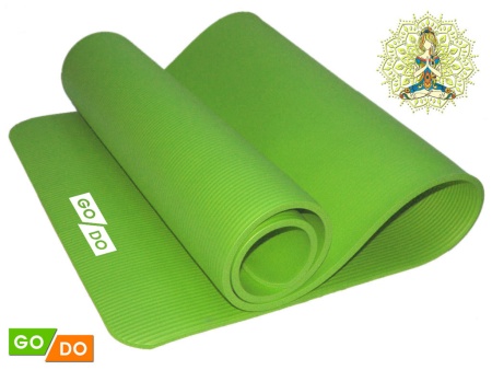 Коврик для йоги и фитнеса GO DO, 10 мм, полиуретан, зелёный – фото