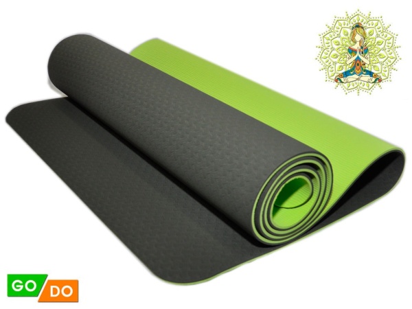 Коврик для фитнеса и йоги GO DO, 6 мм, ТРЕ, зелёный – фото