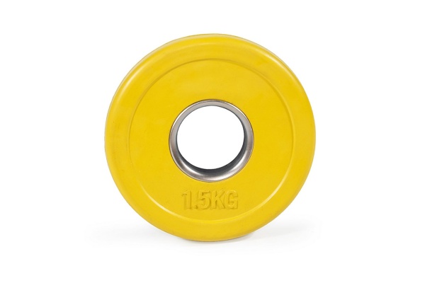 Цветной тренировочный диск STECTER, 1.5 кг, малый, жёлтый – фото