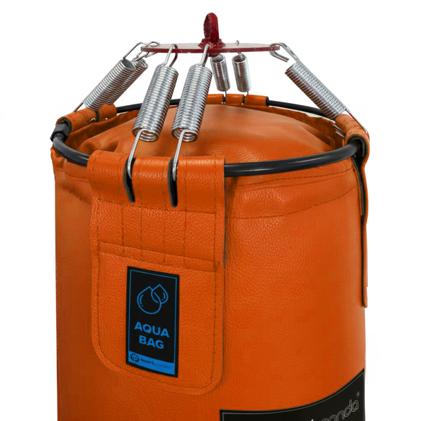Водоналивной боксерский мешок «AQUA BAG», натуральная кожа, 180 см, диаметр 40 см, оранжевый – фото