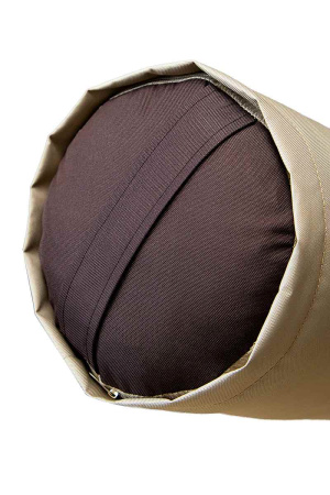 Валик (подушка / болстер) для йоги и пилатеса, 70 х 20 см, бежевый с коричневым – фото