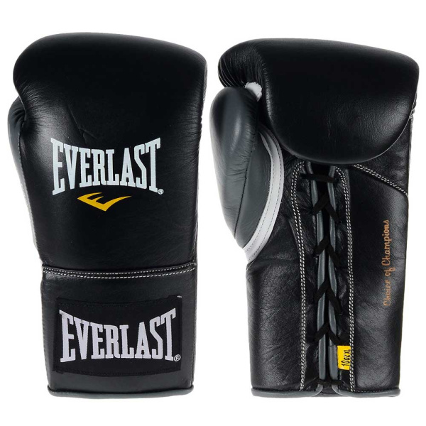 Боксерские перчатки Everlast Powerlock, боевые, чёрный – фото
