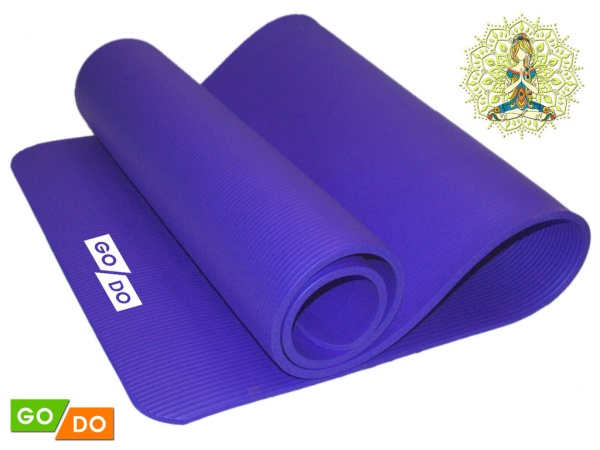 Коврик для йоги и фитнеса GO DO, 10 мм, полиуретан, синий – фото