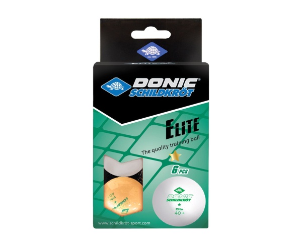 Мячики для настольного тенниса DONIC ELITE 1* 40+, 6 шт, белый + оранжевый – фото