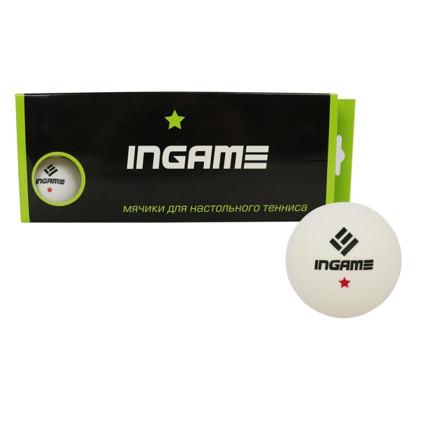 Мячики для настольного тенниса Ingame 1 звезда, IG020 10 шт, белый – фото