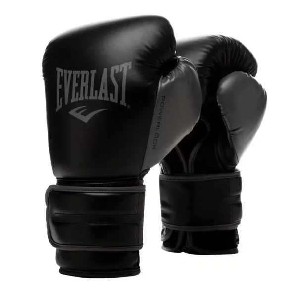 Боксерские перчатки Everlast Powerlock PU 2, тренировочные, чёрный – фото