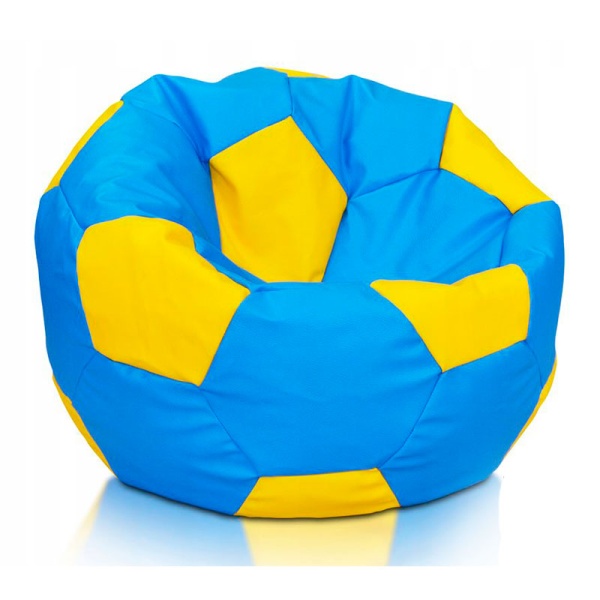 Кресло-мяч «Футбольный мяч», голубой / жёлтый – фото